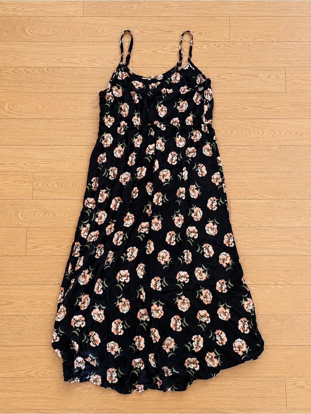 Forever 21 Black Floral Maxi Dress with Pink Blooms